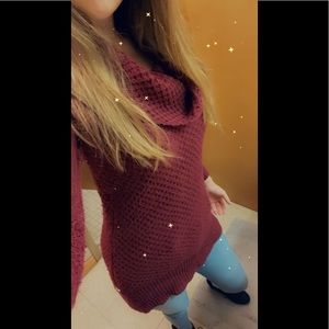 American Eagle Cowl Neck Sweater- Burgundy